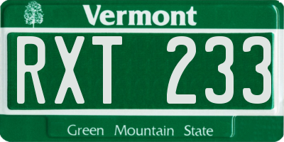 VT license plate RXT233