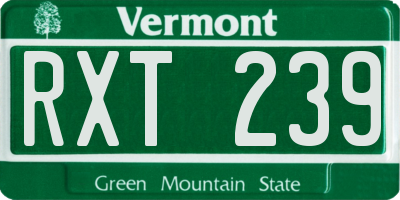 VT license plate RXT239
