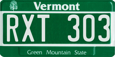 VT license plate RXT303