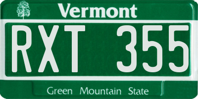 VT license plate RXT355