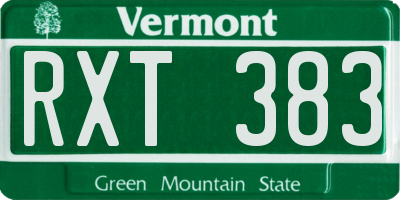 VT license plate RXT383