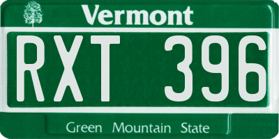 VT license plate RXT396