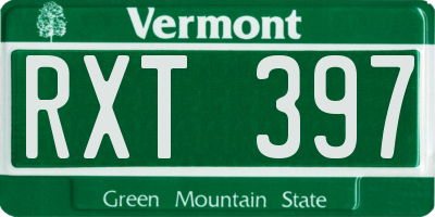 VT license plate RXT397
