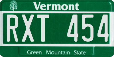 VT license plate RXT454