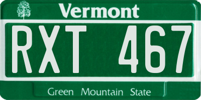 VT license plate RXT467