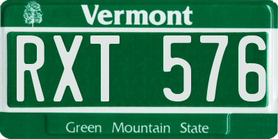 VT license plate RXT576