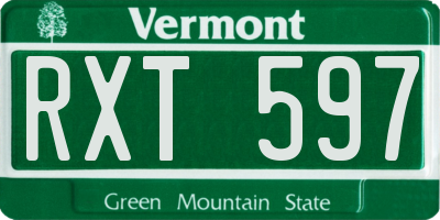 VT license plate RXT597