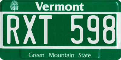 VT license plate RXT598
