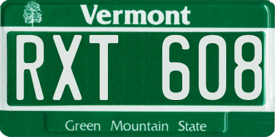 VT license plate RXT608