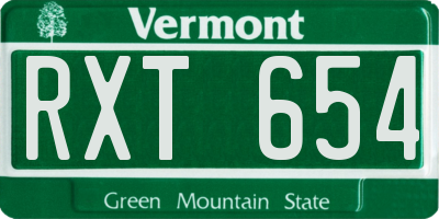 VT license plate RXT654