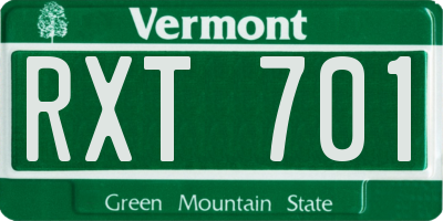VT license plate RXT701