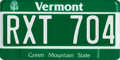 VT license plate RXT704