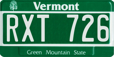 VT license plate RXT726