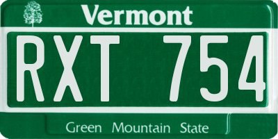 VT license plate RXT754
