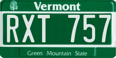 VT license plate RXT757