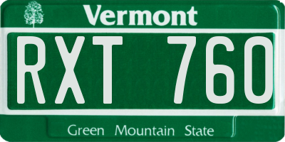 VT license plate RXT760
