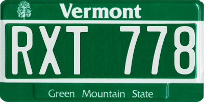 VT license plate RXT778