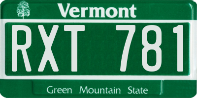 VT license plate RXT781