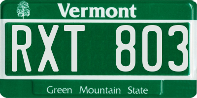 VT license plate RXT803