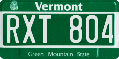 VT license plate RXT804