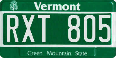 VT license plate RXT805