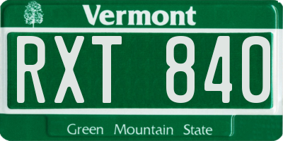 VT license plate RXT840