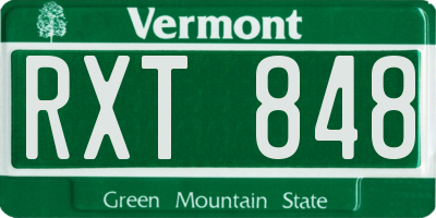 VT license plate RXT848