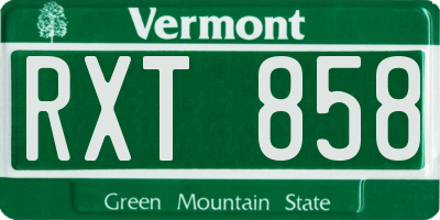 VT license plate RXT858