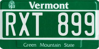 VT license plate RXT899