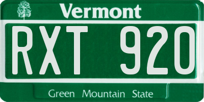 VT license plate RXT920