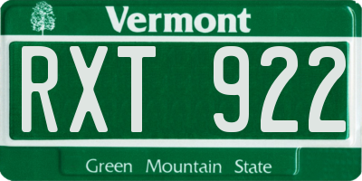 VT license plate RXT922