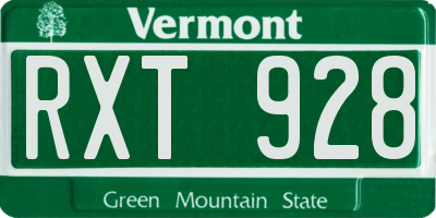 VT license plate RXT928