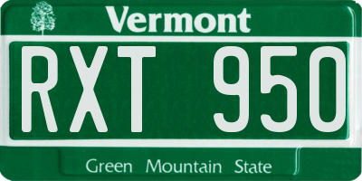 VT license plate RXT950