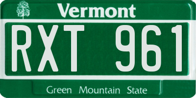 VT license plate RXT961