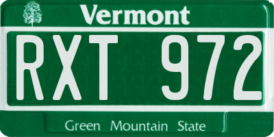 VT license plate RXT972