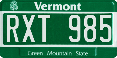VT license plate RXT985