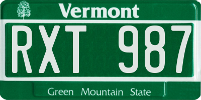 VT license plate RXT987