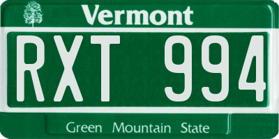 VT license plate RXT994
