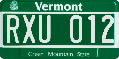 VT license plate RXU012