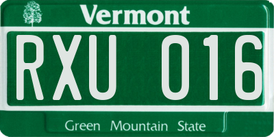 VT license plate RXU016