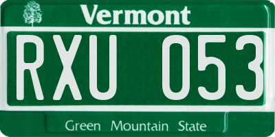 VT license plate RXU053