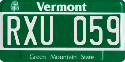 VT license plate RXU059
