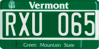 VT license plate RXU065