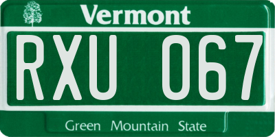 VT license plate RXU067