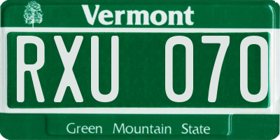 VT license plate RXU070