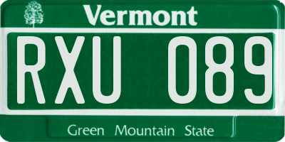 VT license plate RXU089