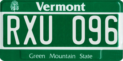 VT license plate RXU096