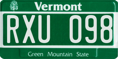VT license plate RXU098