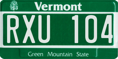 VT license plate RXU104
