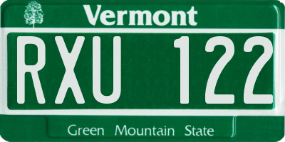 VT license plate RXU122